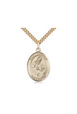 Bliss Manufacturing 12kt Gold Filled St Ambrose Pendant on a 24 inch Gold Plate Heavy Curb Chain.