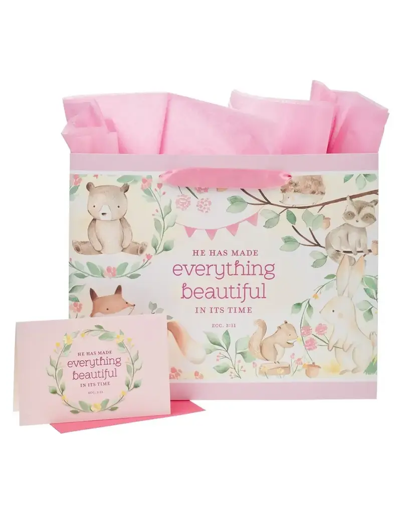 Christian Art Gifts Everything Beautiful Large Gift Bag & Card- Eccles 3:11
