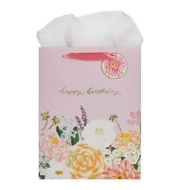 Christian Art Gifts Happy Birthday Lilac Floral Large Portrait Gift Bag