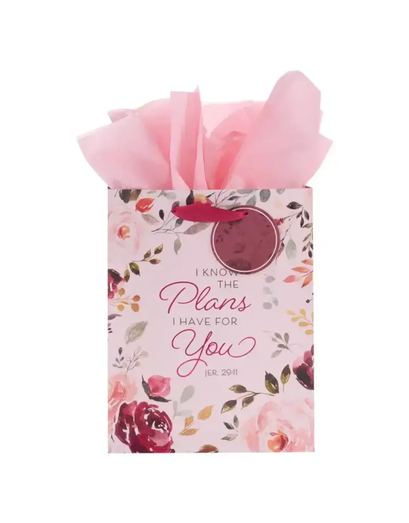 Christian Art Gifts The Plans I Have For You Plum Floral Medium Gift Bag – Jeremiah 29:11