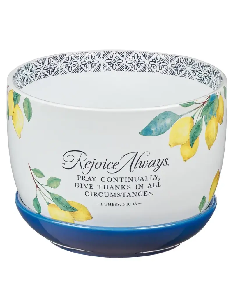 Christian Art Gifts Planter Lemons Rejoice Always 1 Thess. 5:16-18