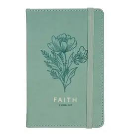 Christian Art Gifts Small Faux Leather Journal - Faith, Green