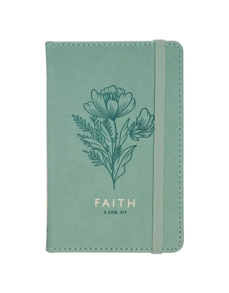 Christian Art Gifts Small Faux Leather Journal - Faith, Green
