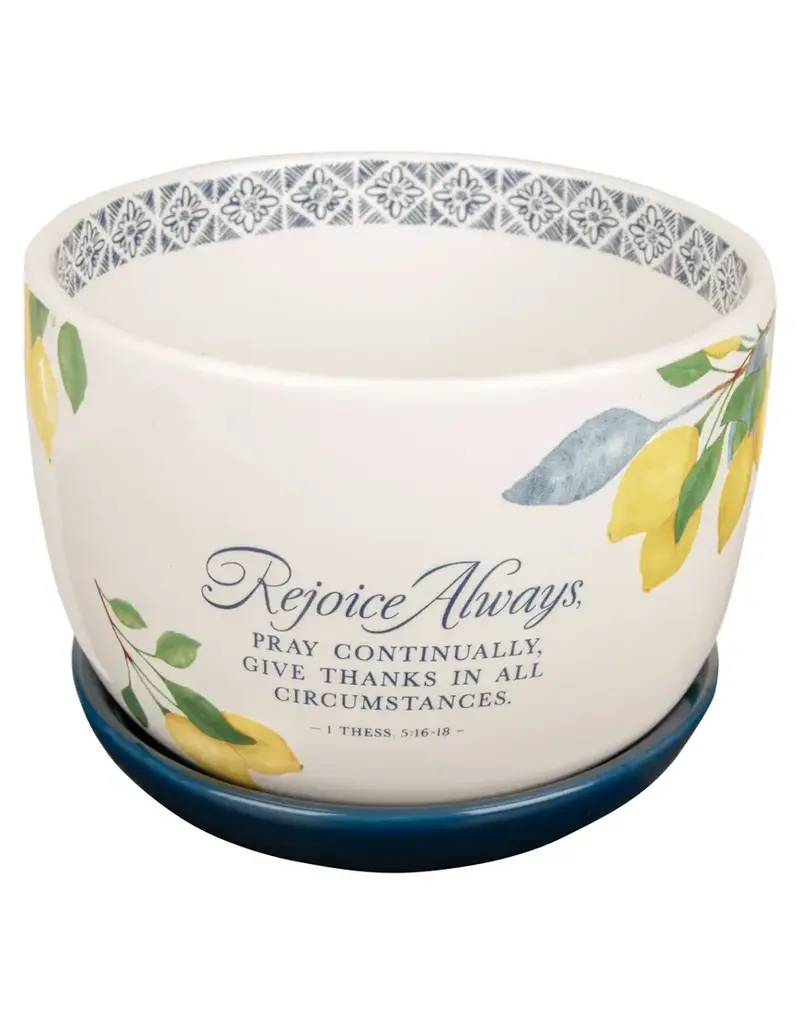 Christian Art Gifts Planter Lemons Rejoice Always 1 Thess. 5:16-18