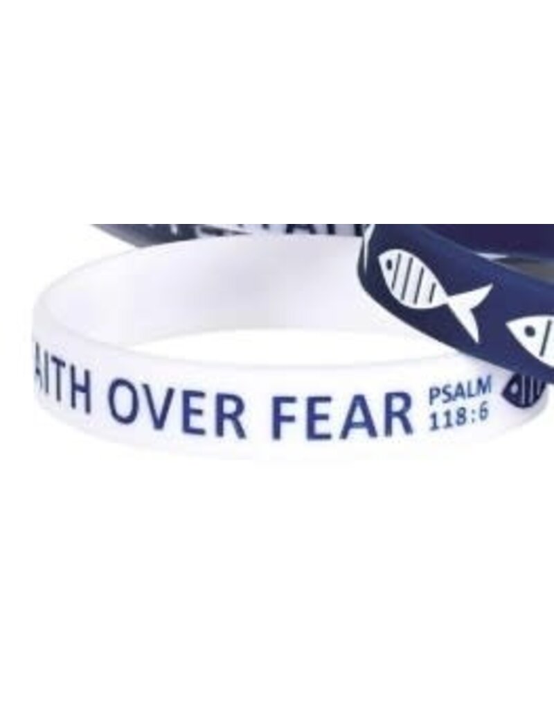 Dicksons Bracelet Silicone Fish Faith Over Fear, blue or white