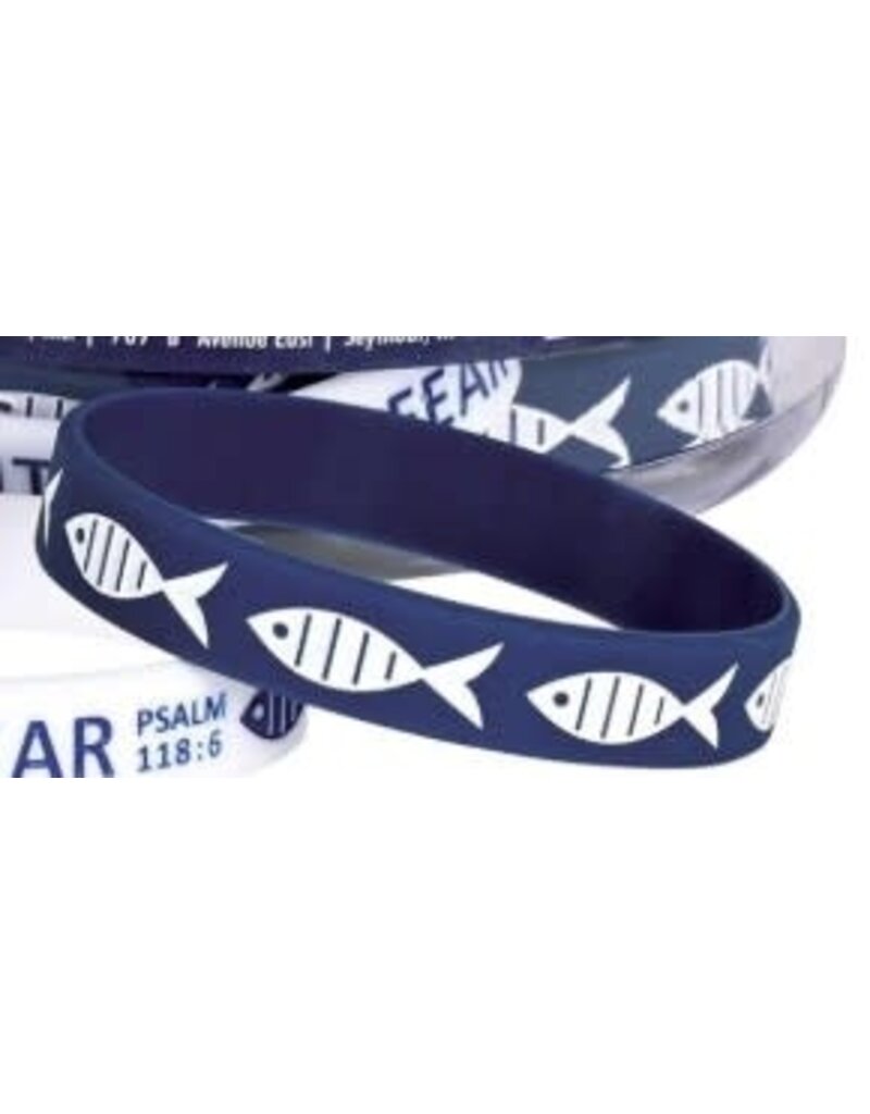 Dicksons Bracelet Silicone Fish Faith Over Fear, blue or white