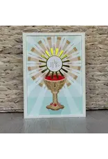 Be Still Prayer Space Illustration in Box Frame - Blessed Sacrament, Light Blue-Green, Gold Frame | Be Still Prayer Space