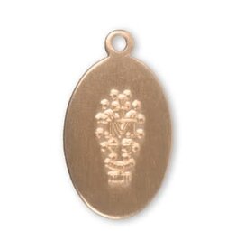 HMH Religious 16kt Gold Over Solid Sterling Silver Oval Miraculous Medal on 16" Genuine Gold Plated Curb Chain