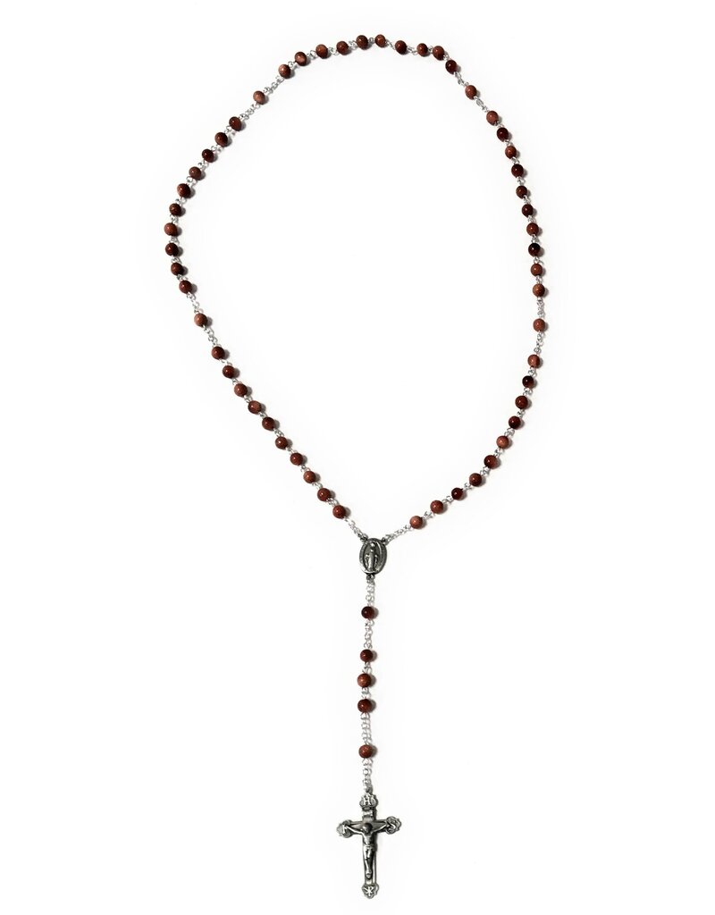 HMH Religious 6mm Round Genuine Gold Sand Bead  Rosary