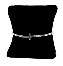 Mary Eden Cross & Austrian Crystals - Silver Bracelet