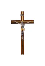 Dark Brown Wall Crucifix with Silver-Tone Corpus, 10"