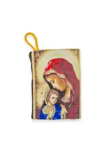 Tapestry Rosary Pouch, Madonna and Child Design, large