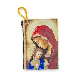 Tapestry Rosary Pouch, Madonna and Child Design, large