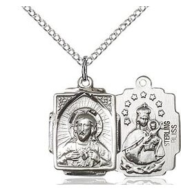 Bliss Manufacturing Sterling Silver Square Scapular Medal on 18" Chain