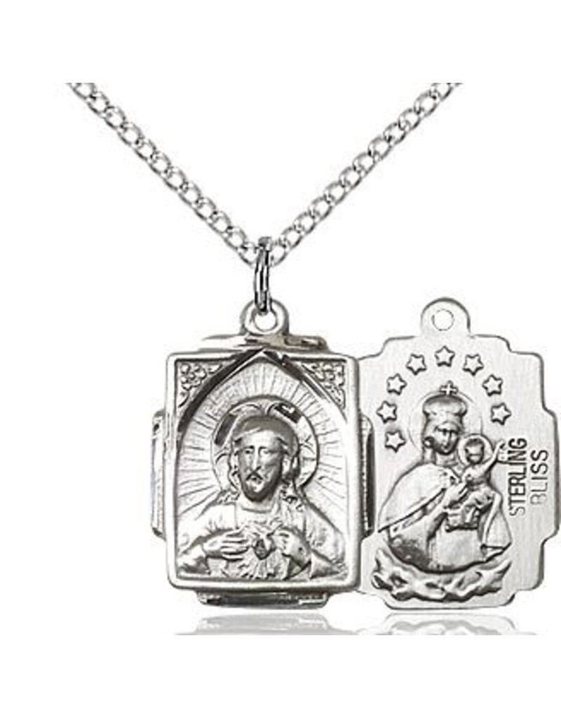 Bliss Manufacturing Sterling Silver Square Scapular Medal on 18" Chain