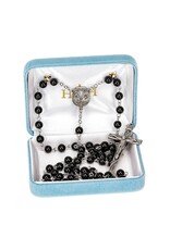 HMH Religious 6MM Onyx Bead Rosary with Pewter Center