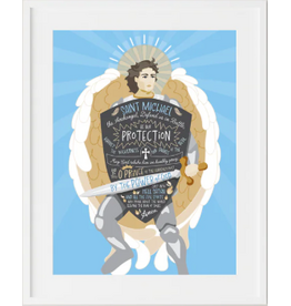 Be Still Prayer Space 11" x 14" White Frame St. Michael, Blue Prayer