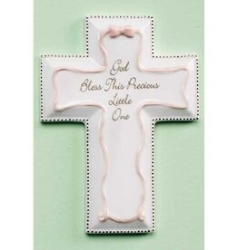 Roman, Inc Wall Cross-Baptism-Pink (6") God Bless This Precious Little One