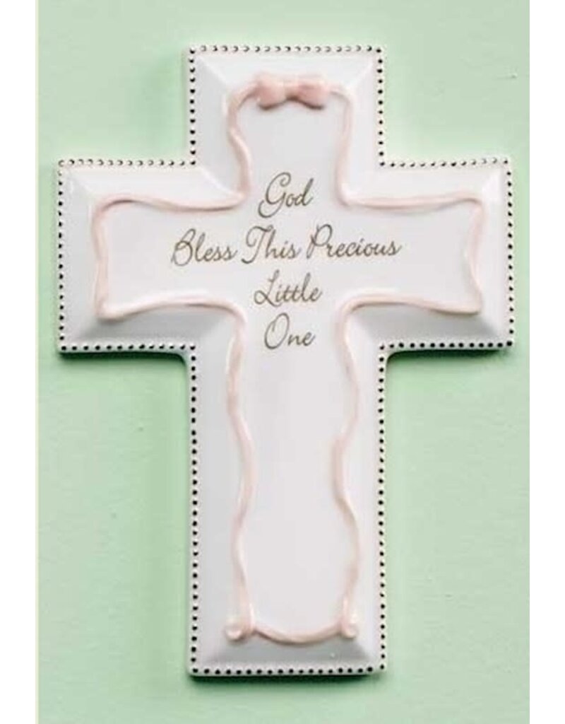 Roman, Inc Wall Cross-Baptism-Pink (6") God Bless This Precious Little One
