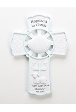 Roman, Inc Wall Cross-Baptized In Christ-White/Blue (7.75") Matt. 28:20