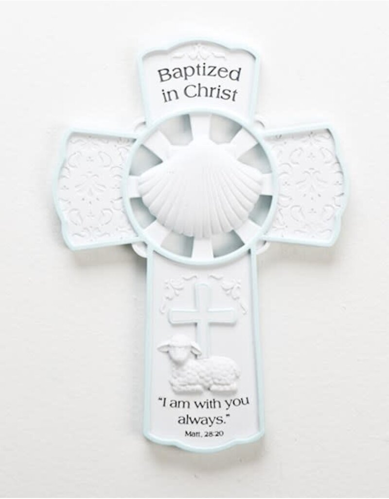 Roman, Inc Wall Cross-Baptized In Christ-White/Blue (7.75") Matt. 28:20