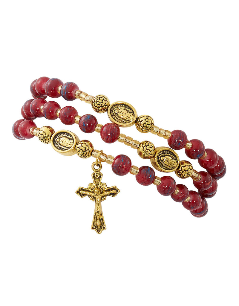 McVan RED & GOLD GUADALUPE TWISTABLE ROSARY BRACELET