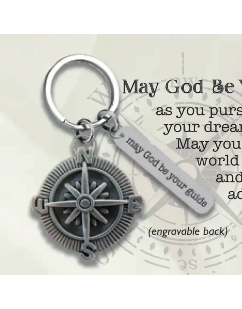 Abbey & CA Gift May God Be Your Guide- Compass Key Ring
