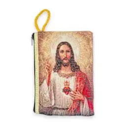 Tapestry Rosary Pouch, Sacred Heart,  large