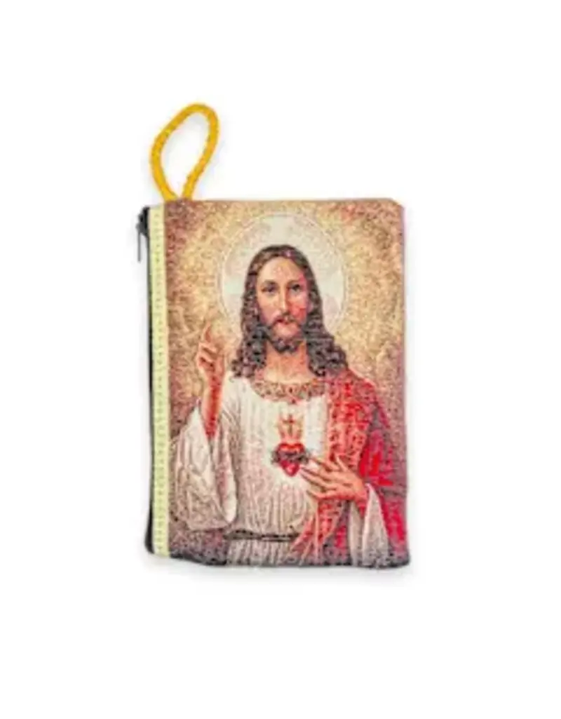Tapestry Rosary Pouch, Sacred Heart,  large
