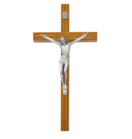 McVan 8" Stained Ash Crucifix with Silver-toned Corpus