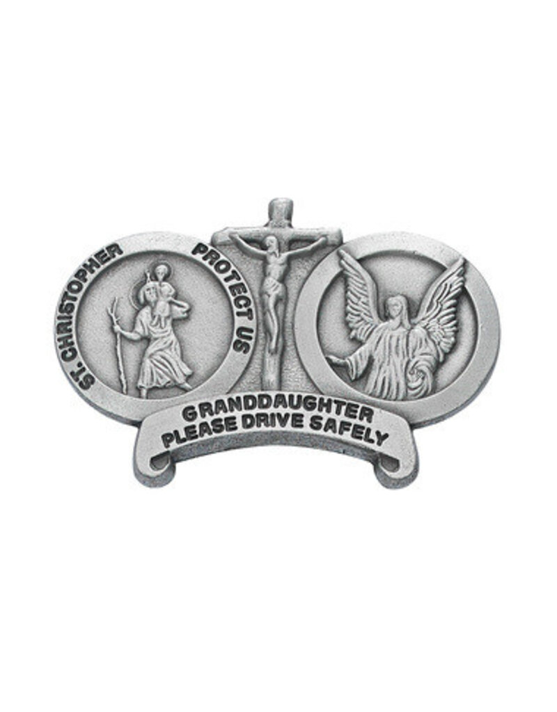 McVan Please Drive Safely Visor Clip with St. Christopher, Jesus Crucified, and Guardian Angel