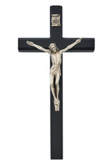 McVan 10" Black Wood Wall Crucifix with Silver Corpus