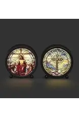 Roman, Inc Cross Stained Glass Round Plaque