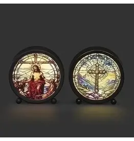 Roman, Inc Cross Stained Glass Round Plaque