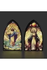 Roman, Inc LED Jesus and Mary Stained Glass Arch Plaque; 2 Assorted