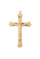 HMH Religious Rosary Crucifix W/ Flower Tips necklace,  Gold Over Sterling Silver- 24" chain