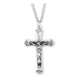 HMH Religious Sterling Silver Rosary Crucifix necklace, 24" Chain