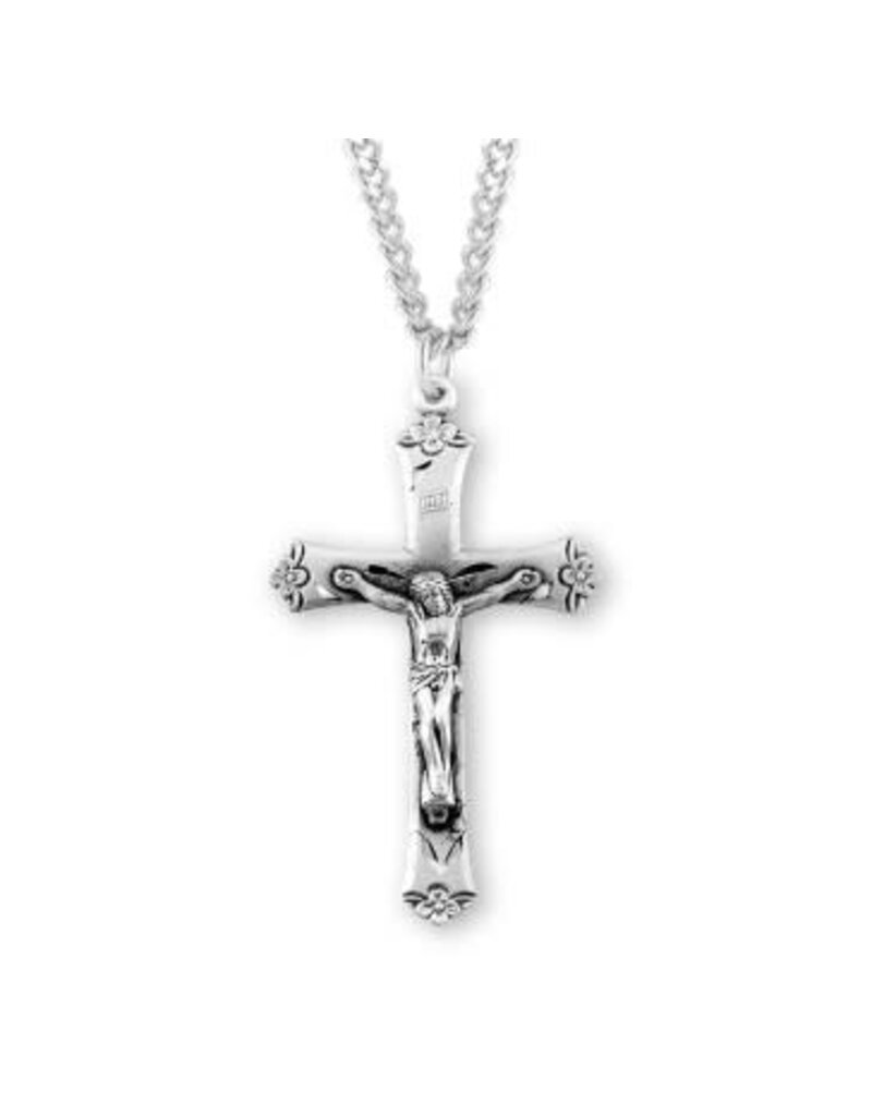 HMH Religious Sterling Silver Rosary Crucifix necklace, 24" Chain