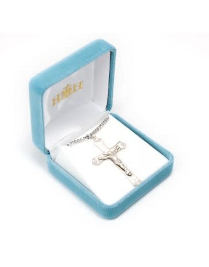 HMH Religious Sterling Silver Rosary Crucifix necklace, 24" Chain