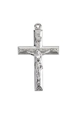 HMH Religious Sterling Silver Crucifix Necklace, Raised Design Center *20" Chain