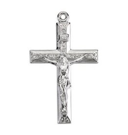 HMH Religious Sterling Silver Crucifix Necklace, Raised Design Center *20" Chain