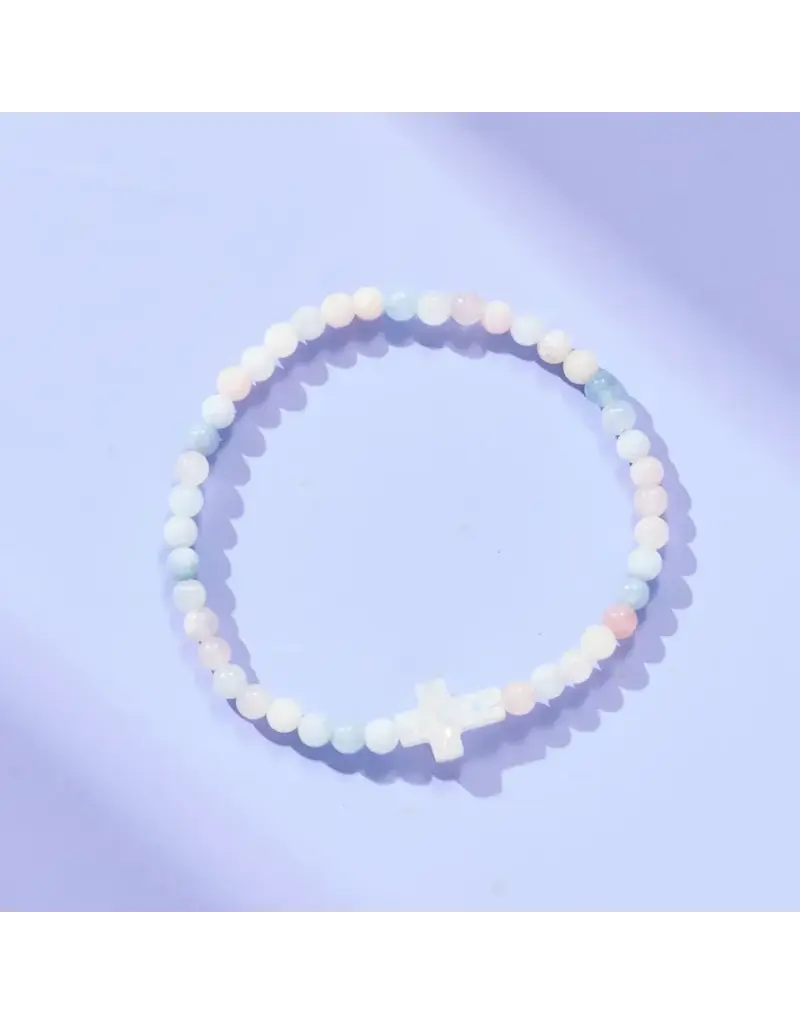 Holy Water Bracelet Holy Water Cross Bracelet in Morganite