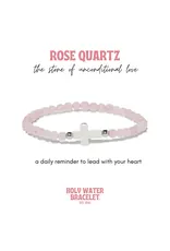 Holy Water Bracelet Holy Water Rose Quartz Cross Bracelet, with stainless steel beads