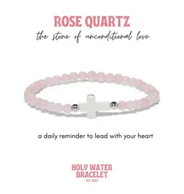 Holy Water Bracelet Holy Water Rose Quartz Cross Bracelet, with stainless steel beads