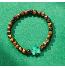 Holy Water Bracelet HOLY WATER MEN'S SHAMROCK BRACELET IN TIGERS EYE