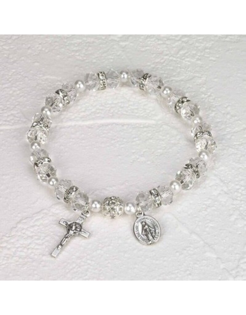 Lumen Mundi Clear Italian Crystal Bracelet with Miraculous Medal