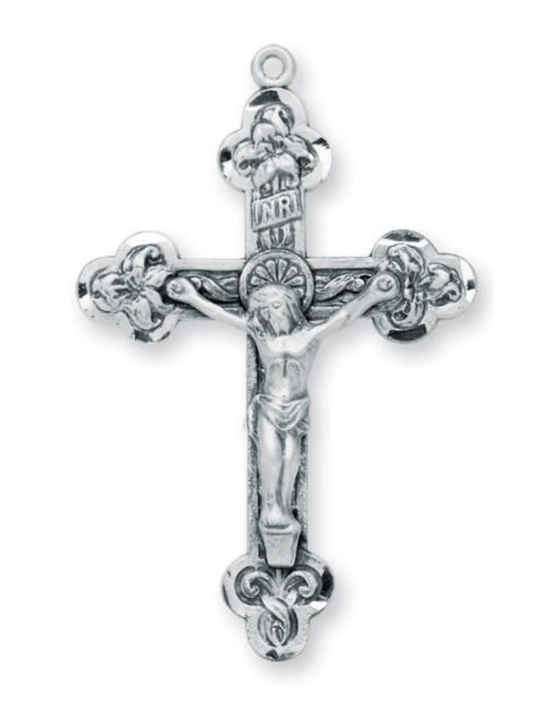 HMH Religious Sterling Silver Relief Leaf Crucifix