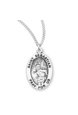 HMH Religious Sterling Silver St. Sebastian Medal With 18" Chain Necklace