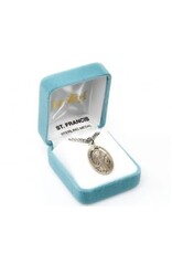 HMH Religious Sterling Silver Large Oval St Francis 24" chain