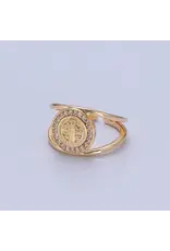 Saint Benedict Ring Gold Adjustable Ring